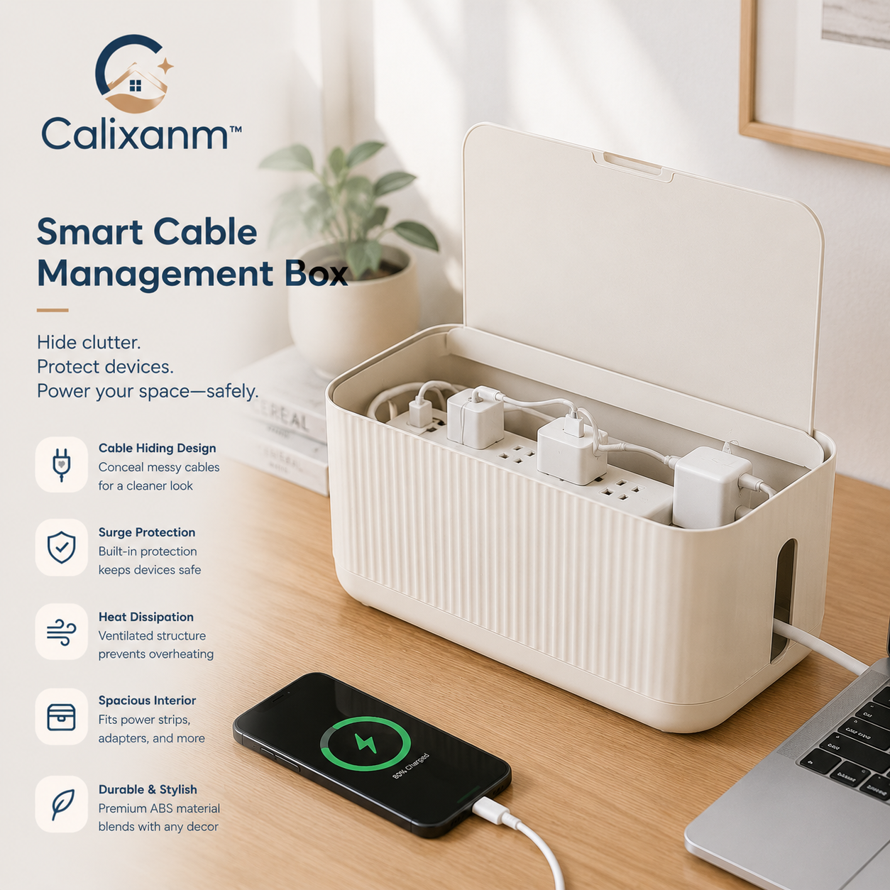 Calixanm™ PowerVault Minimal Cable & Power Management Hub