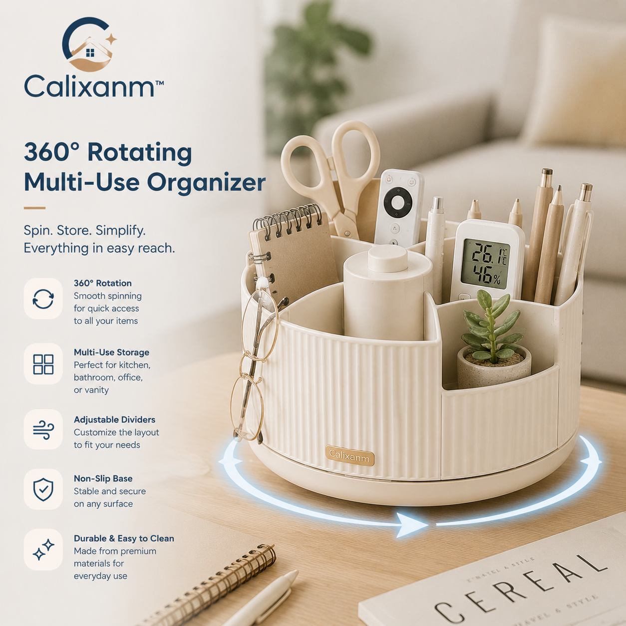 Calixanm™ OrbitEase 360° Lifestyle Command Organizer